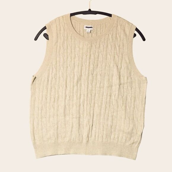 J. Crew Light Khaki Cable sweater shell 100% Cotton Size L NWT - Picture 5 of 8